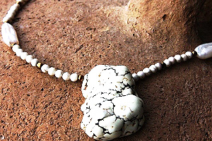 KapKa Design White and Gold Turquoise Necklace