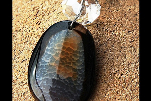 KapKa Design Dark Brown Agate & Cat�s Eye Gemstone Necklace