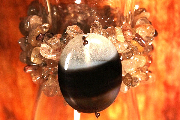 Genuine Rutilated Quartz Bracelet with Agate Drusy Stone