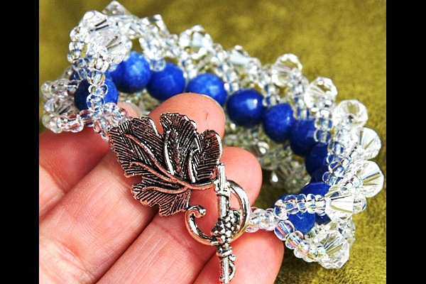 Intricately Weaved Blue Sapphire and Swarovski Crystal Bracelet