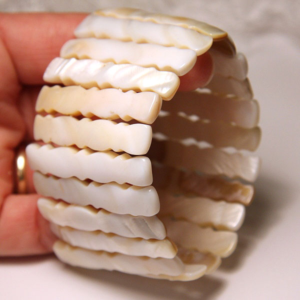 Champagne Mother of Pearl Carved Bracelet