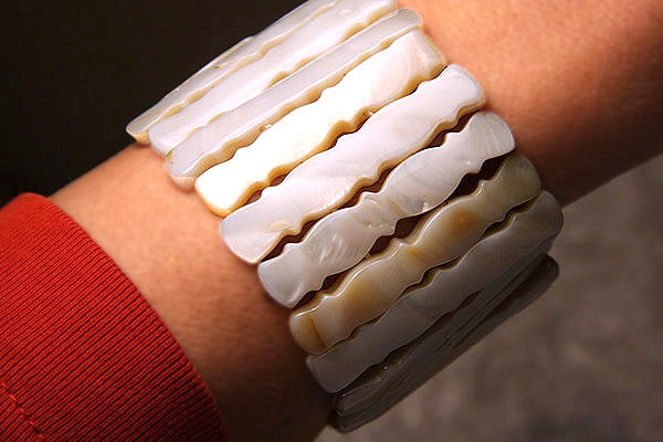 Champagne Mother of Pearl Carved Bracelet