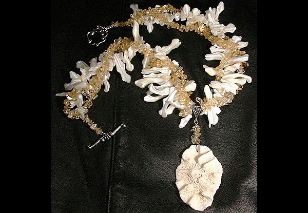 Wild Coral and Citrine Organic Necklace XL