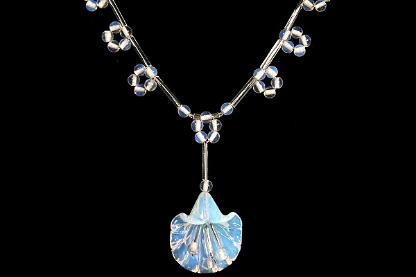Fine Opalite Flower with Clear Glass Filaments