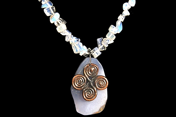 Oxidized Copper and Blue Chalcedony Harmony Opalite Necklace