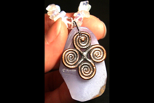 Oxidized Copper and Blue Chalcedony Harmony Opalite Necklace