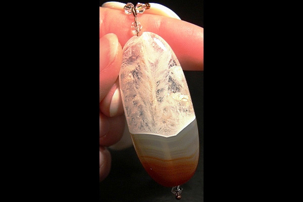 Agate Crystal Landscape and Natural Mother of Pearl Necklace