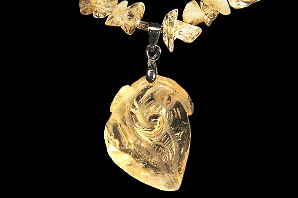 Carved Citrine Gemstone Necklace