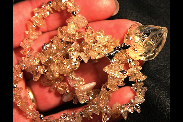 Carved Citrine Gemstone Necklace