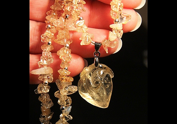 Carved Citrine Gemstone Necklace