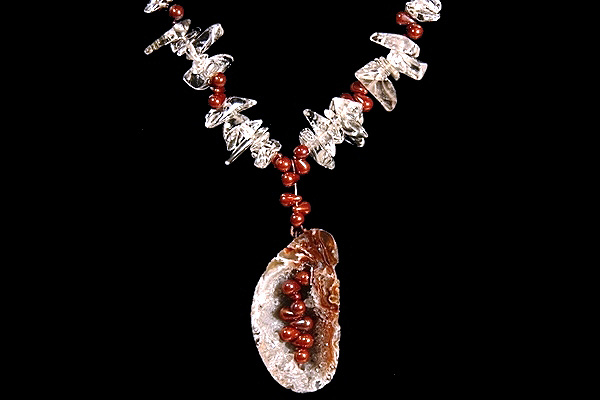 Drops of Copper Inside Agate Crystal Cave