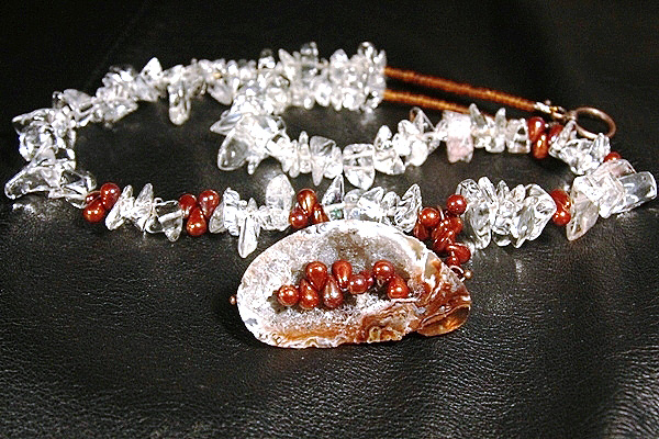 Drops of Copper Inside Agate Crystal Cave