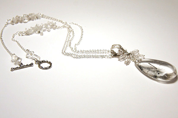 Hanging Chain and Rutilated Quartz Necklace