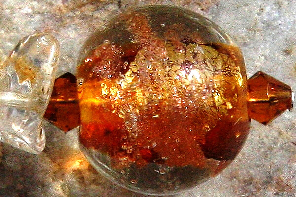 Citrine and Amber Silver Leaf Murano Glass Ball Sterling Silver Earrings