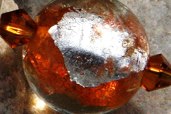 Citrine and Amber Silver Leaf Murano Glass Ball Sterling Silver Earrings