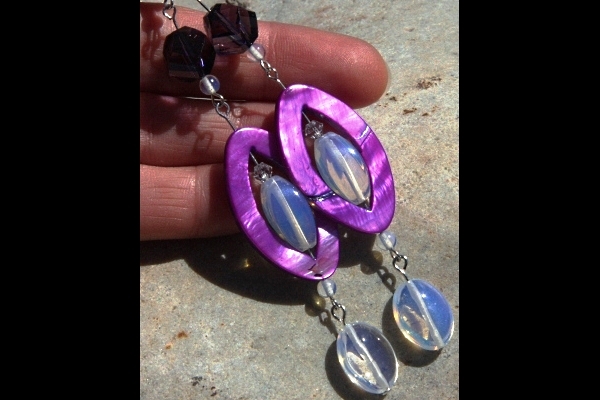 Bright Purple Mother of Pearl with Opalite and Amethyst Swarovski Crystal 