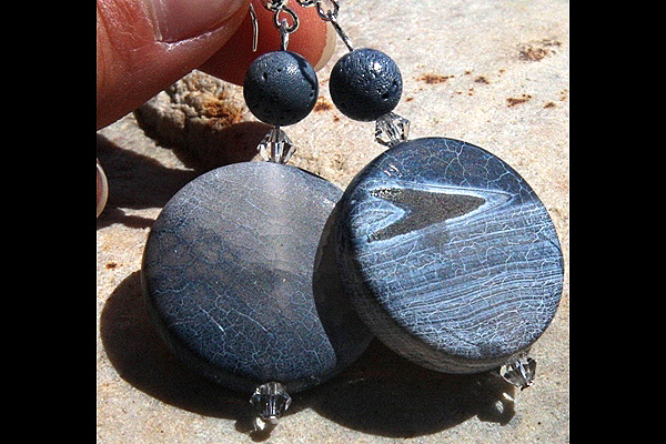 Frosted Blue Agate Gemstone and Natural Blue Corral Sterling Silver Earrings