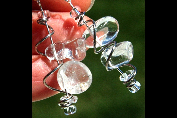 Rock Quartz Wrapped VORTEX Sterling Silver Earrings