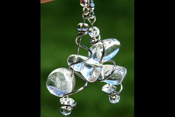 Rock Quartz Wrapped VORTEX Sterling Silver Earrings