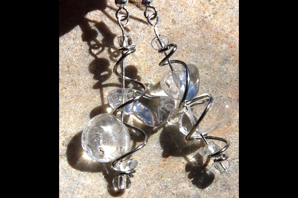 Rock Quartz Wrapped VORTEX Sterling Silver Earrings