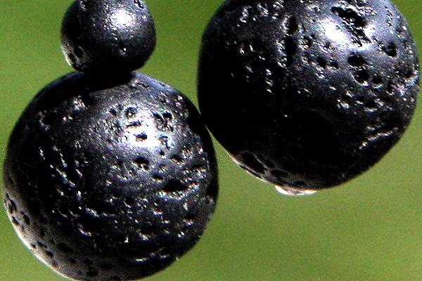 Genuine Aquamarine Gemstone and Black Lava - Long Sterling Silver Earrings