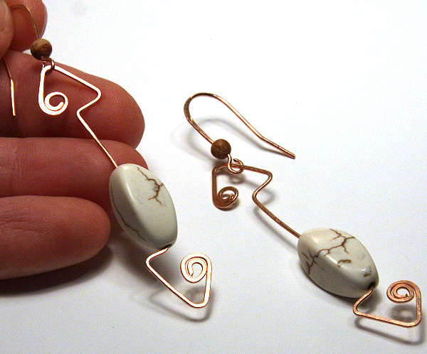 Leondra Earrings - Raw White Howlite Turquoise Forged Copper