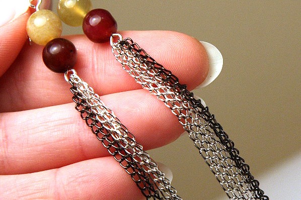 Dark Pink and Light Green Kunzite Earrings