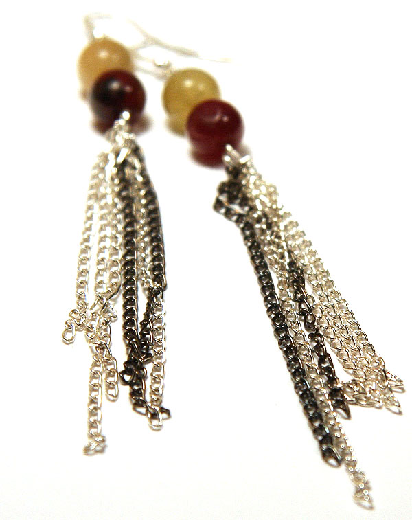 Dark Pink and Light Green Kunzite Earrings