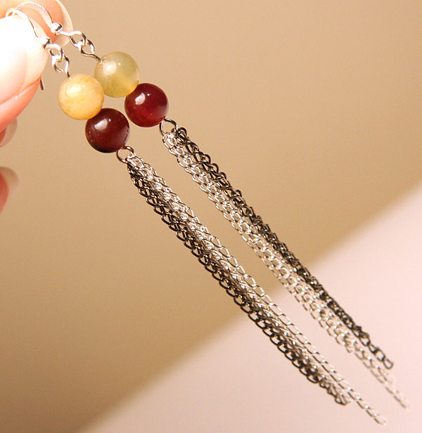 Dark Pink and Light Green Kunzite Earrings