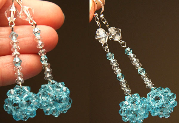 Aqua Crystal Ball Earrings