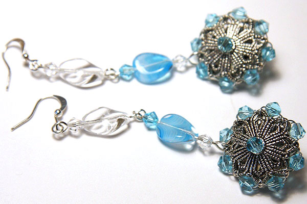 Ocean Blue Filigree Earrings