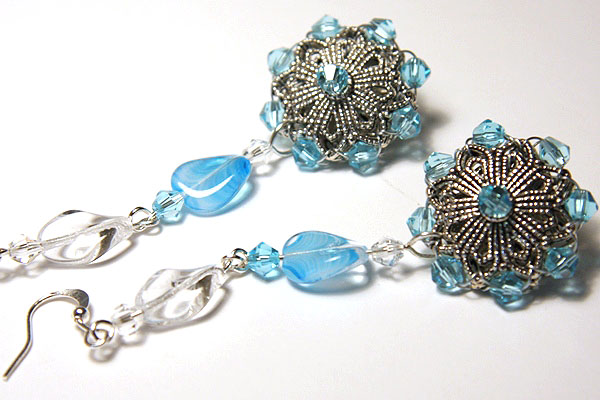 Ocean Blue Filigree Earrings