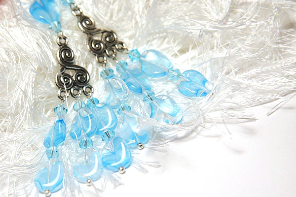 Aqua Blue Wave Chandelier Earrings