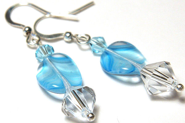 Petite Aqua Blue Wave Earrings