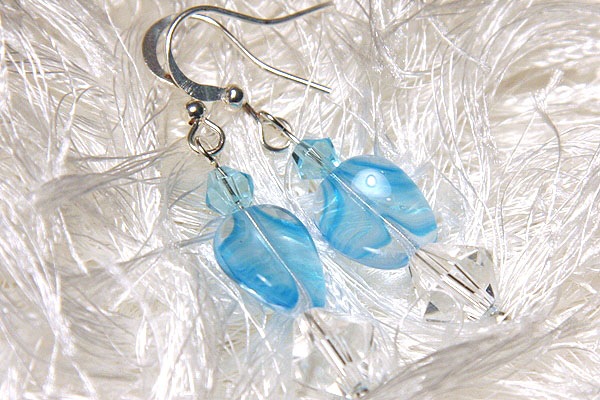 Petite Aqua Blue Wave Earrings