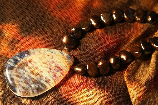 Dark Freshwater Pearls with Exquisite Madagascar Pineapple Quartz