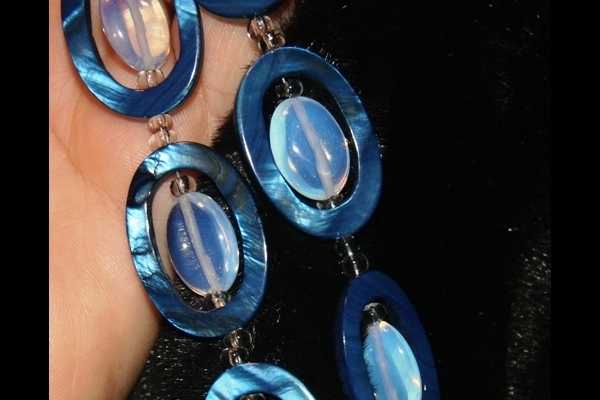 Opalite and Royal Blue Mother of Pearl Gemstone Necklace