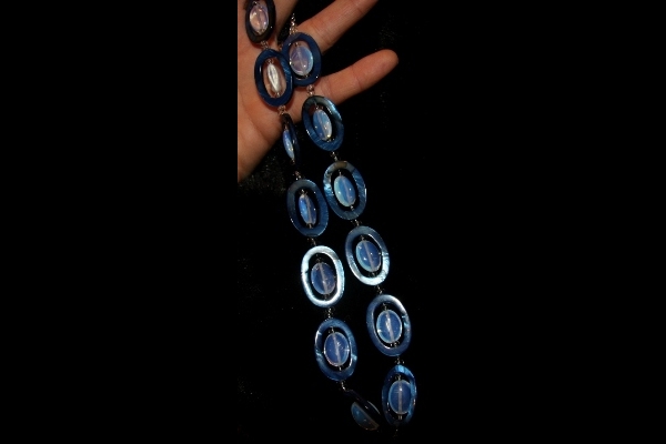 Opalite and Royal Blue Mother of Pearl Gemstone Necklace