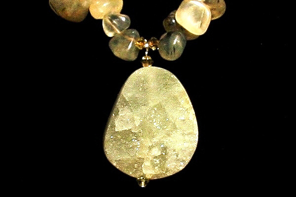 Natural Green Garnet with Two-Sided Green and White Drusy Crystal