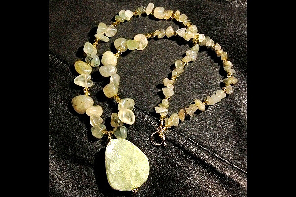 Natural Green Garnet with Two-Sided Green and White Drusy Crystal