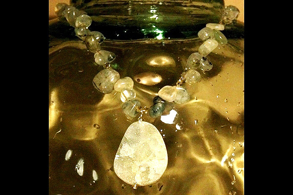 Natural Green Garnet with Two-Sided Green and White Drusy Crystal