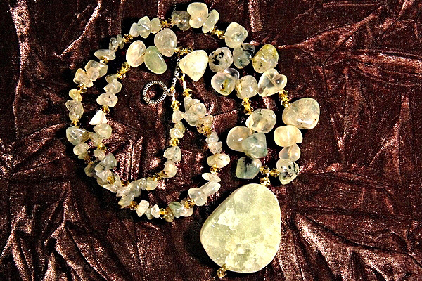 Natural Green Garnet with Two-Sided Green and White Drusy Crystal