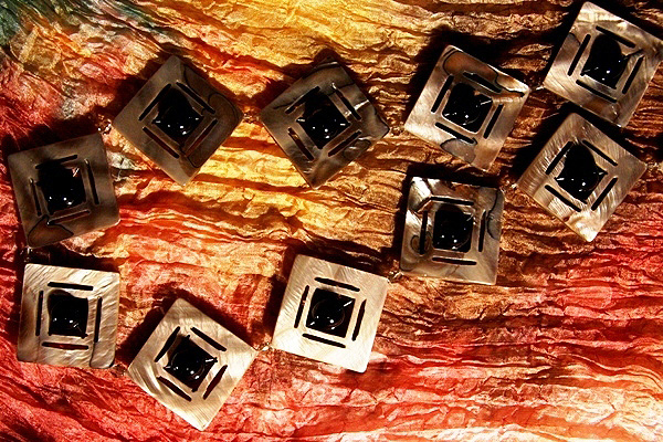 Sophisticated Black Onyx and Mother of Pearl Geometry