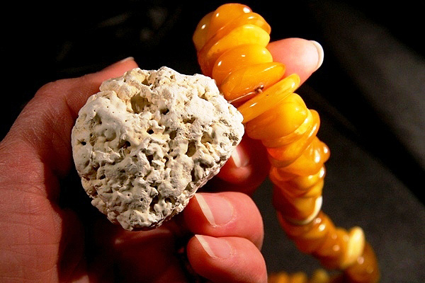 Raw White Coral and Amber Nuggets