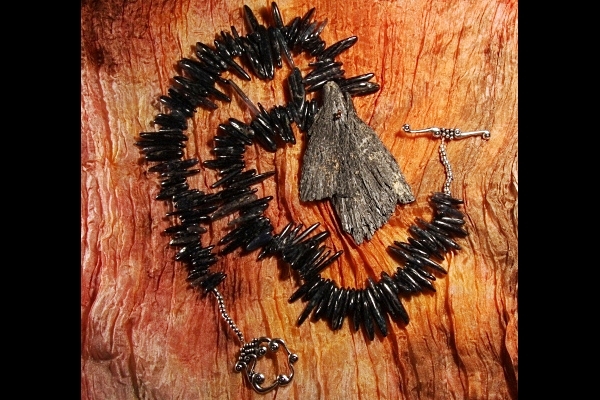 Raw Black and Blue Kyanite Fan Crystal Constellation