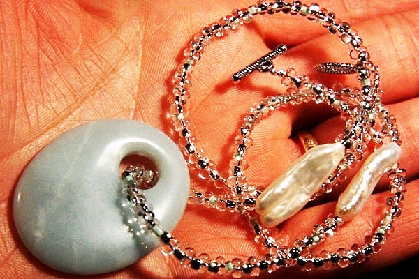 Gentle Amazonite and Biwa Pearls