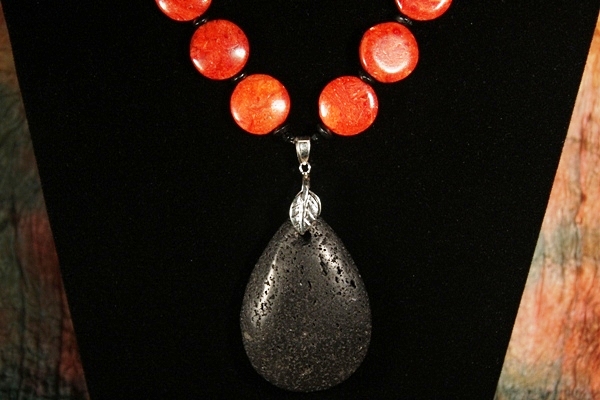 Grandiose Lava Stone with Genuine Red Sponge Coral Discs XL