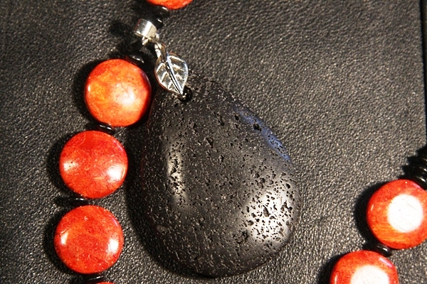 Grandiose Lava Stone with Genuine Red Sponge Coral Discs XL