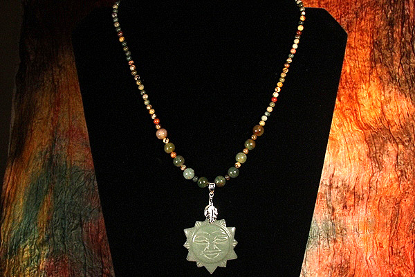 Green Jade Sun with Picture Jasper and Indian Agate