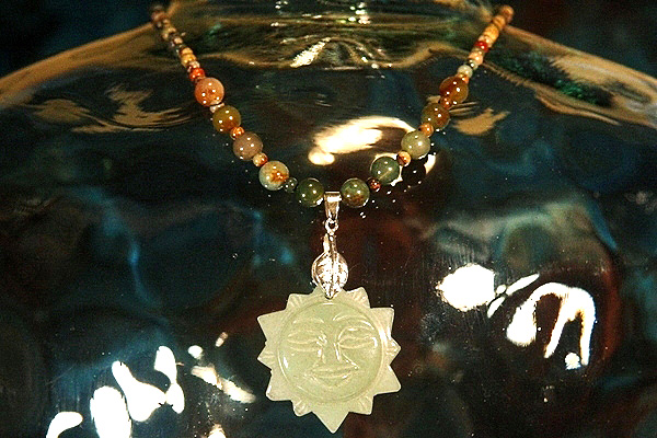 Green Jade Sun with Picture Jasper and Indian Agate